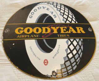 Vintage Goodyear Tires Porcelain Sign,  Airplane,  Tyre Michelin Firestone Dunlop