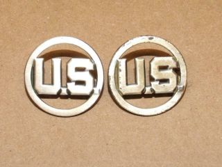 2 Vintage Sterling Silver Military Round Us Pin Backs 9.  1 Grams Total