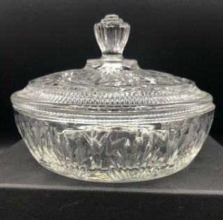 Vintage Avon Glass Vanity Powder Box Candy Dish Trinket Bowl Clear Glass