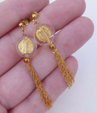 9ct Gold Murano Glass Drop Earrings,  Boxed,  9k 375