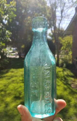 Fantastic San Francisco Sf Antique Soda / Mineral Water Bottle 8 Panel Blob Top