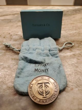 Tiffany & Co $25 Twenty Five Dollar Sterling Silver Coin Money W/ Pouch And Box
