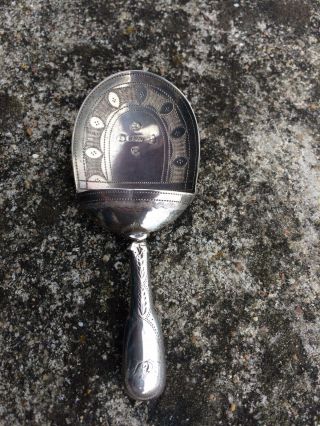 Georgian Solid Silver Tea Caddy Spoon Hallmarked 1813 Bright Cut