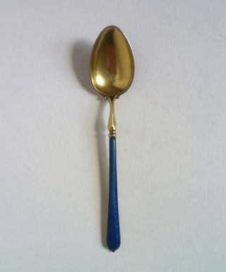 David Andersen Antique Blue Enamel Sterling Silver Spoon.  Norway 1888 - 1925