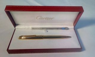 Stylish Louis Cartier 18ct Gold Plated Ballpoint Pen,  Box,  Refill/near Mint/mint