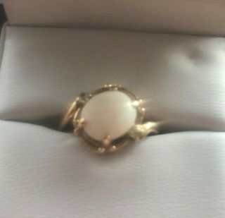 Opal Diamond Ring 14k White Gold Retro Vintage Estate