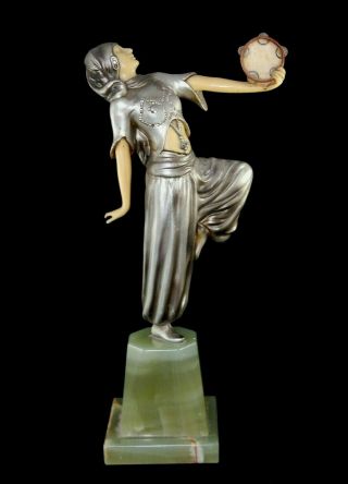 Vintage Art Deco Style Statue Figurine Dancer Gypsy Woman Cast Metal Mixed Media