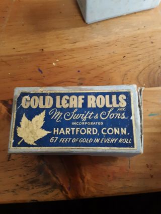 Vintage M.  Swift & Sons Box Of 5 Xxd Gold Leaf Rolls 67’ X 1/2 "