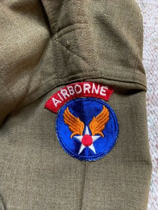 Vintage Us Aaf Air Corps Officer Od Shirt & Airborne Engineer Paratrooper Patch