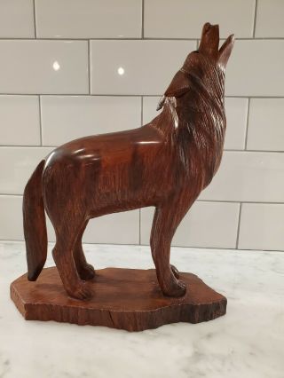 Hand Carved Wood Wooden Ironwood Coyote Howling Figurine