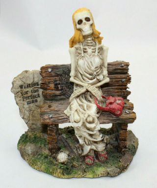 Waiting For The Perfect Man Skeleton Figurine Skull Dia Muertos Day Of The Dead
