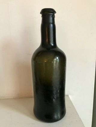 18th Century " Black " Green Glass Wine Bottle - Sagged Base & Pontil C1780 - 1800