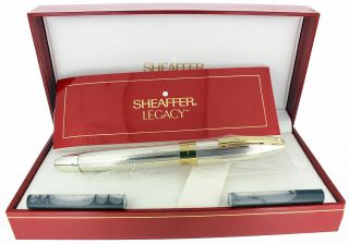 1997 Sheaffer Legacy Sterling Fountain Pen Barleycorn 18k Stub Nib Never Inked