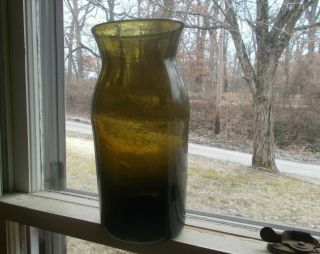 Early Pontiled 1790 - 1820 Olive Green Fruit Jar Or Storage Jar 9 3/4 " Blown