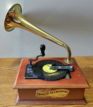 Vintage Thorens Gramophone Music Box W/ 5 Discs In Good