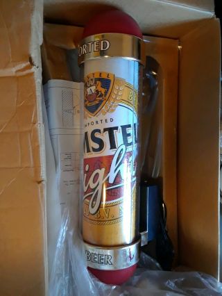 Vintage Motion Amstel Light Rotating Revolving Barber Pole Style Beer Pub Sign