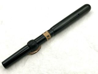 Antique C1908 Conklin S3 Black Smooth Hard Rubber Bhr Fountain Pen 14k Flex Nib