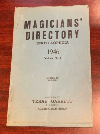 Magicians Directory Encyclopedia Teral Garrett Magic 1941 Vol.  1 Ventriloquist