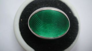 Vintage Norwegian Silver Green Enamel Einar Modahl Adjustable Ring