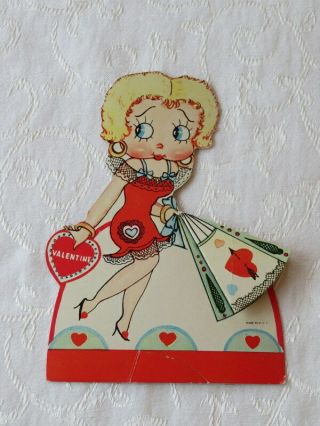 Vintage Valentine,  Folding,  A Blonde Betty Boop With A Fan