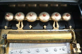 Swiss Cylinder Music Box 6 Airs " Fabrique De Geneve - Timbres En Vue " 19th Century