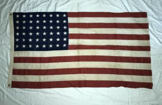 Vintage American Flag / 48 Stars / Tea Stained
