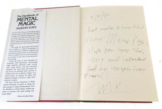 The Handbook of MENTAL MAGIC by Marvin Kaye SIGNED AND INSCRIBED 2