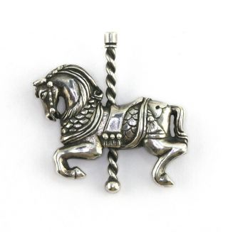 Vintage Retired James Avery Sterling Silver Carousel Horse Brooch