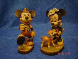 Anri Disney - - Carved Wood - - Mickey & Minnie " - - 6 " Figures - - Ltd Ed Match 