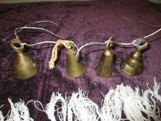 Vintage Set Of 4 Small Brass Bells Approx 3 " Tall