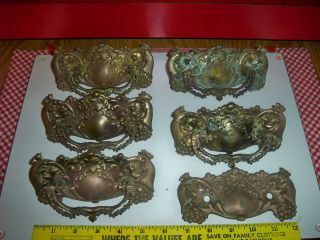 Antique Victorian Ornate Brass Drawer Pulls