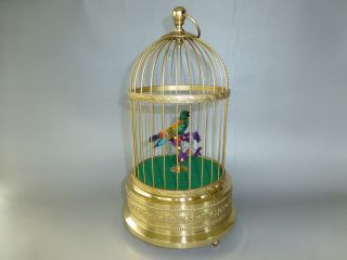 Top Quality 1930s German K.  G.  Singing Bird Cage Automaton Music Box (see Video)