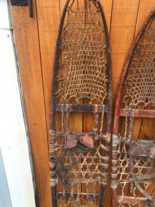 Snocraft Norway Maine Vintage Wooden & leather Snowshoes 10” x 56” 2