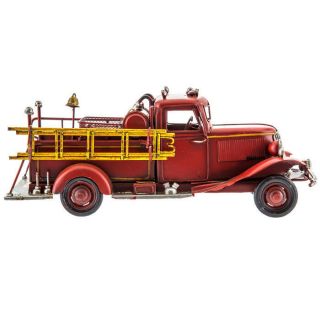 Rustic Firefighter Vintage Style Red Metal Fire Truck Farmhouse Country Decor 3