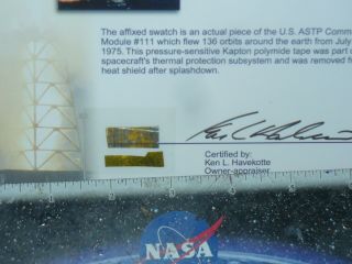rare NASA Apollo Soyuz Test Project flown Command Module Kapton Polymide tape 3