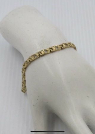 Vintage 14k Yellow Gold Cut Out Heart Bracelet - 4.  8 Grams - 7 3/16” L
