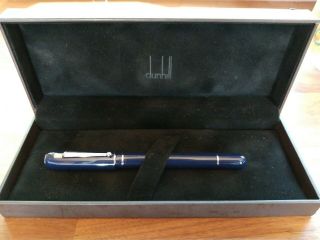 Dunhill Blue Sidecar Fountain Pen.  Rare Color W/ Box