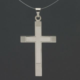 Large Thin 14k Solid White Gold Vintage Cross Pendant 1 " X 1 - 7/8 " 2.  4 Grams
