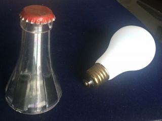 2 Vintage Magic Trick Props Half Of Coke Bottle & Plastic Screw Base Light Bulb