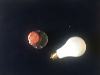 2 Vintage Magic Trick Props Half of Coke Bottle & Plastic Screw Base Light Bulb 3