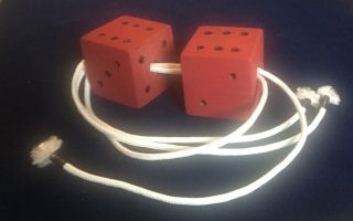 Vintage Magic Trick Large Wooden Dice Escape (like Hindu Beads) 1970 