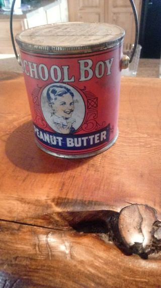 School Boy Peanut Butter Tin Can Canco Vintage