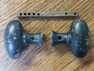 Vintage Oval Metal (cast Iron?) Door Handles & Spindle