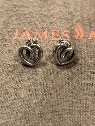 Retired James Avery Sterling Silver Heart Strings Earrings Ear Posts