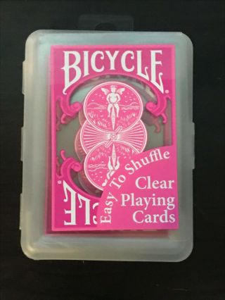Bicycle Clear Plastic Playing Cards - Pink - Never Opened - Rare