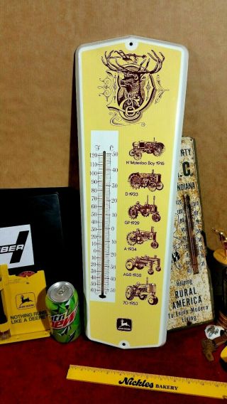John Deere advertising thermometer - Vintage farm tractor implement metal sign 2