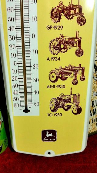 John Deere advertising thermometer - Vintage farm tractor implement metal sign 3