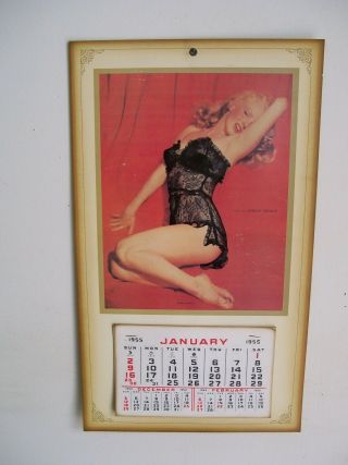 1955 Marilyn Monroe Pin - Up Calendar Golden Dreams Black Lingerie Nuc Vintage