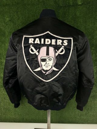 Vintage Oakland Raiders Starter Satin Jacket Back Patch Big Logo Men Large