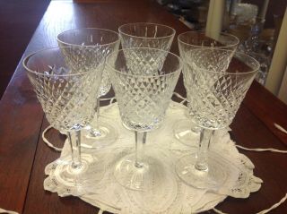 Vtg Waterford Irish Crystal Alana 5 7/8 " Claret Wine Glasses (6) Ireland
